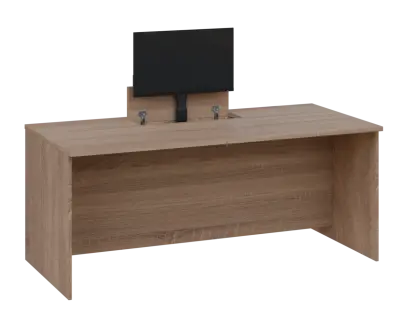 PLVM 18 - 18 stůl kancelářský s výsuvem (1x) monitoru, dřevěná podnož, deska 18 mm, široký 1800 mm, dub bardolino